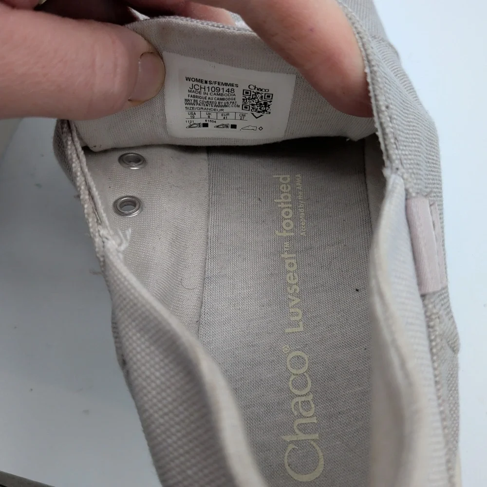 Chaco Paonia Loafer Womens 10 Gray Canvas Lace Up Luvseat Footbed JCH109148
